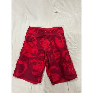 Mens Red Scorpion Print Board Shorts Swim Trunks Cargo Pocket Size 32